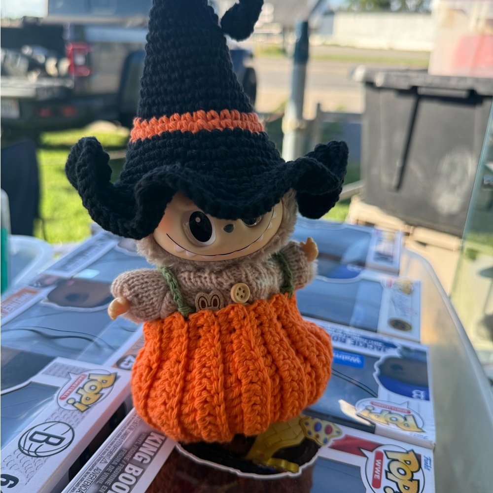 LABUBU Halloween Witch Doll with Orange and Black Outfit